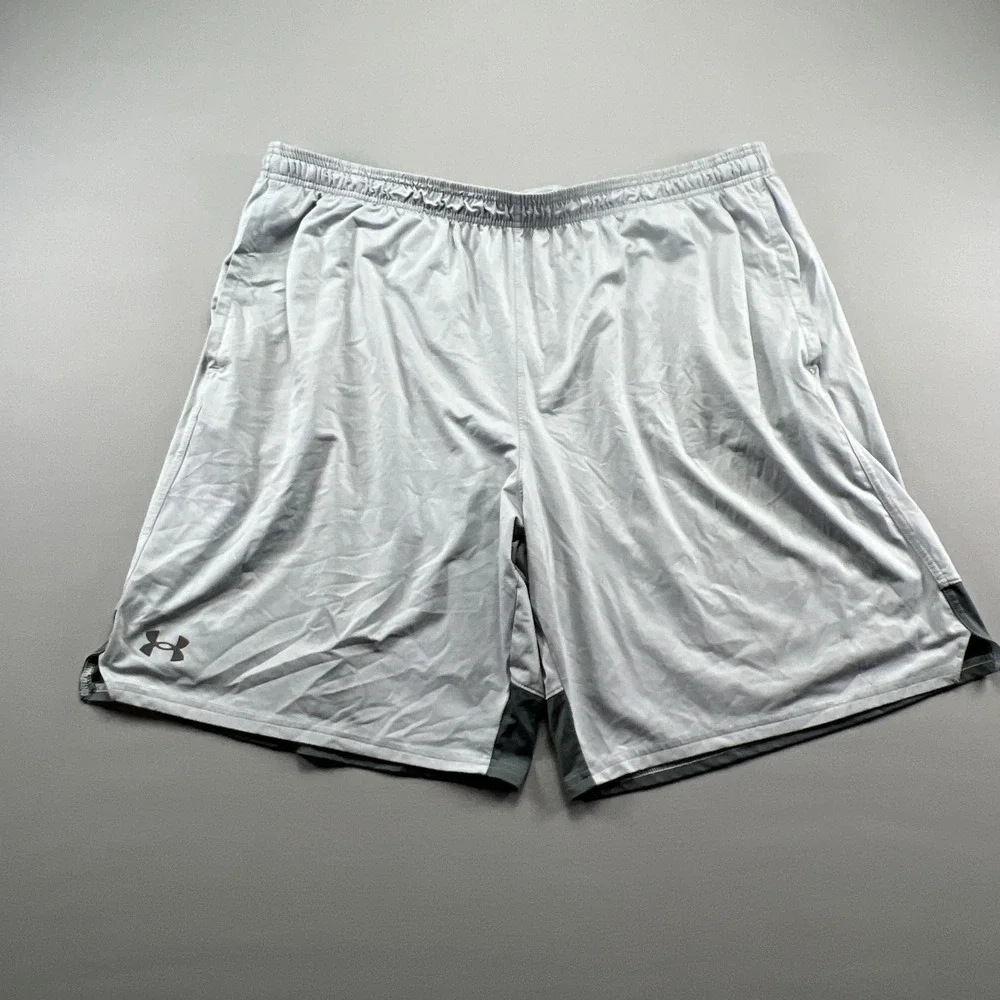 Under Armour Athletic Shorts Mens 3XL Light Gray High Rise Loose Fit Running